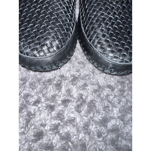 LARRY STUART COLLECTION Black Leather Weaved Mules Shoes Sz 9M Brazil - Picture 4 of 15